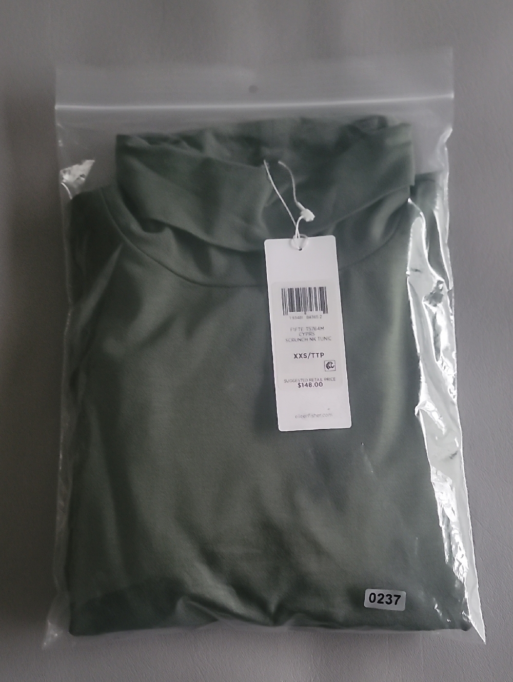 Eileen Fisher Cypress Scrunch Neck Tunic Top Size XXS NWT - Picture 14 of 14